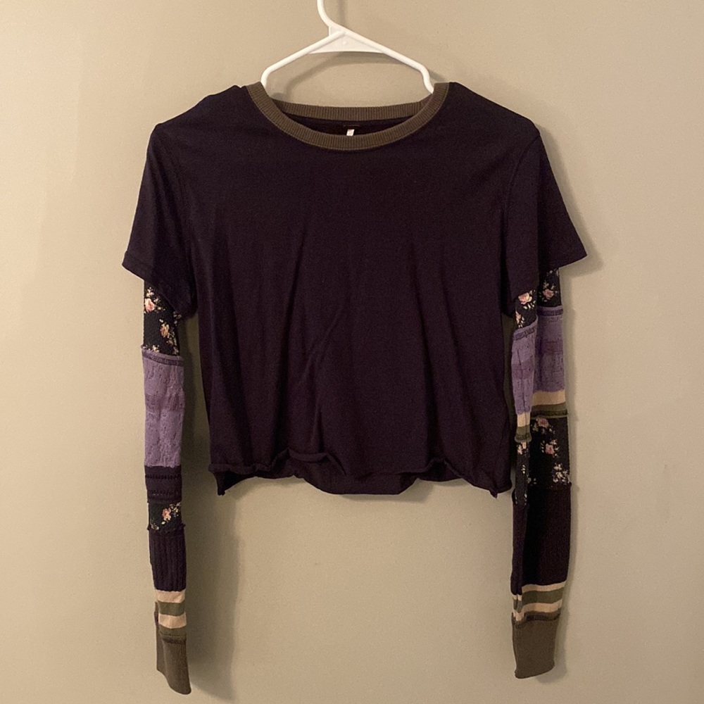Free People Layered Patchwork Long Sleeve, NWT Size Small